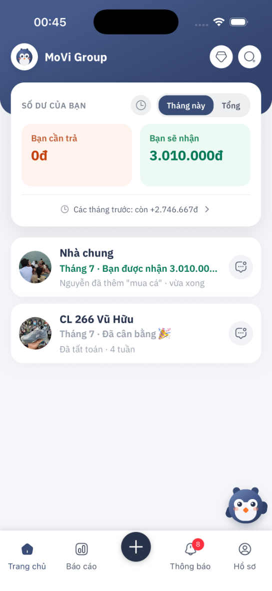 Màn hình Home MoVi
